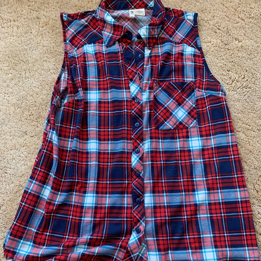 Red, White, and Blue plaid shirt